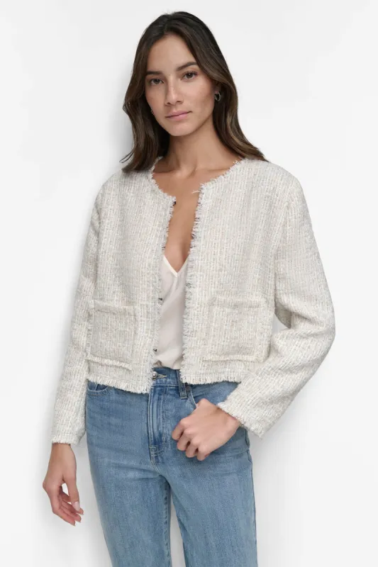 FRAYED CROPPED JACKET sold by DKNY
