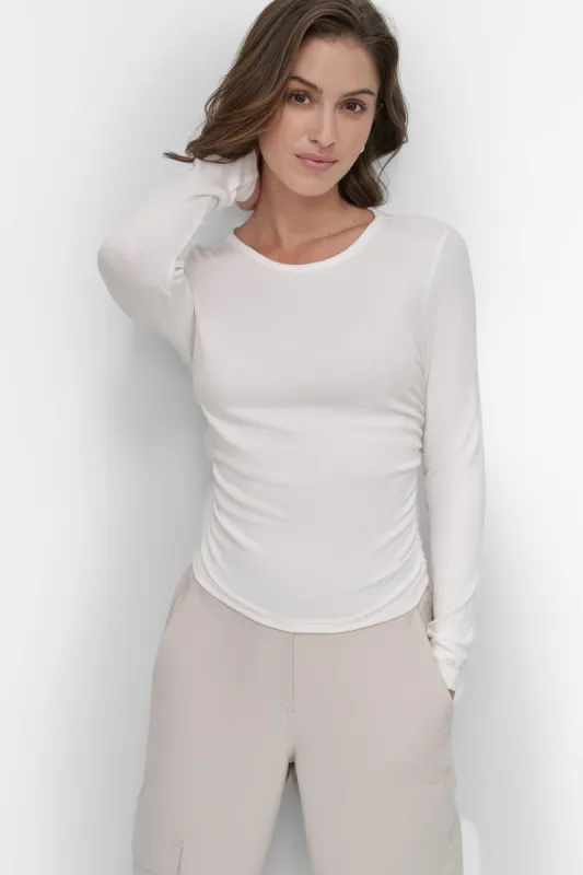 CREW NECK WITH SIDE RUCHING TOP sold by DKNY