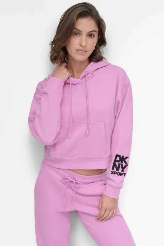 STACKED EMBROIDERED LOGO HOODIE sold by DKNY
