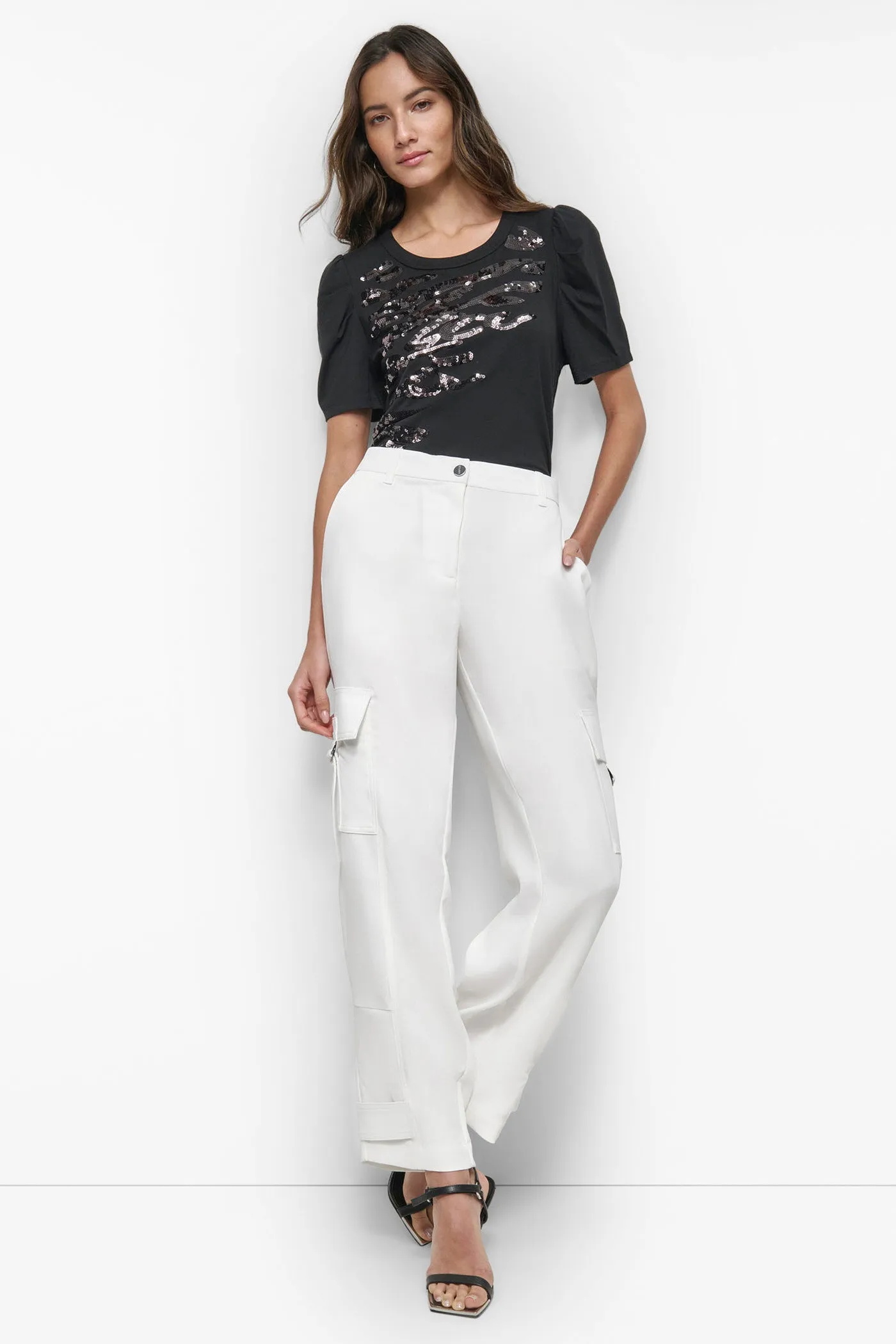 SATIN CARGO PANT sold by DKNY