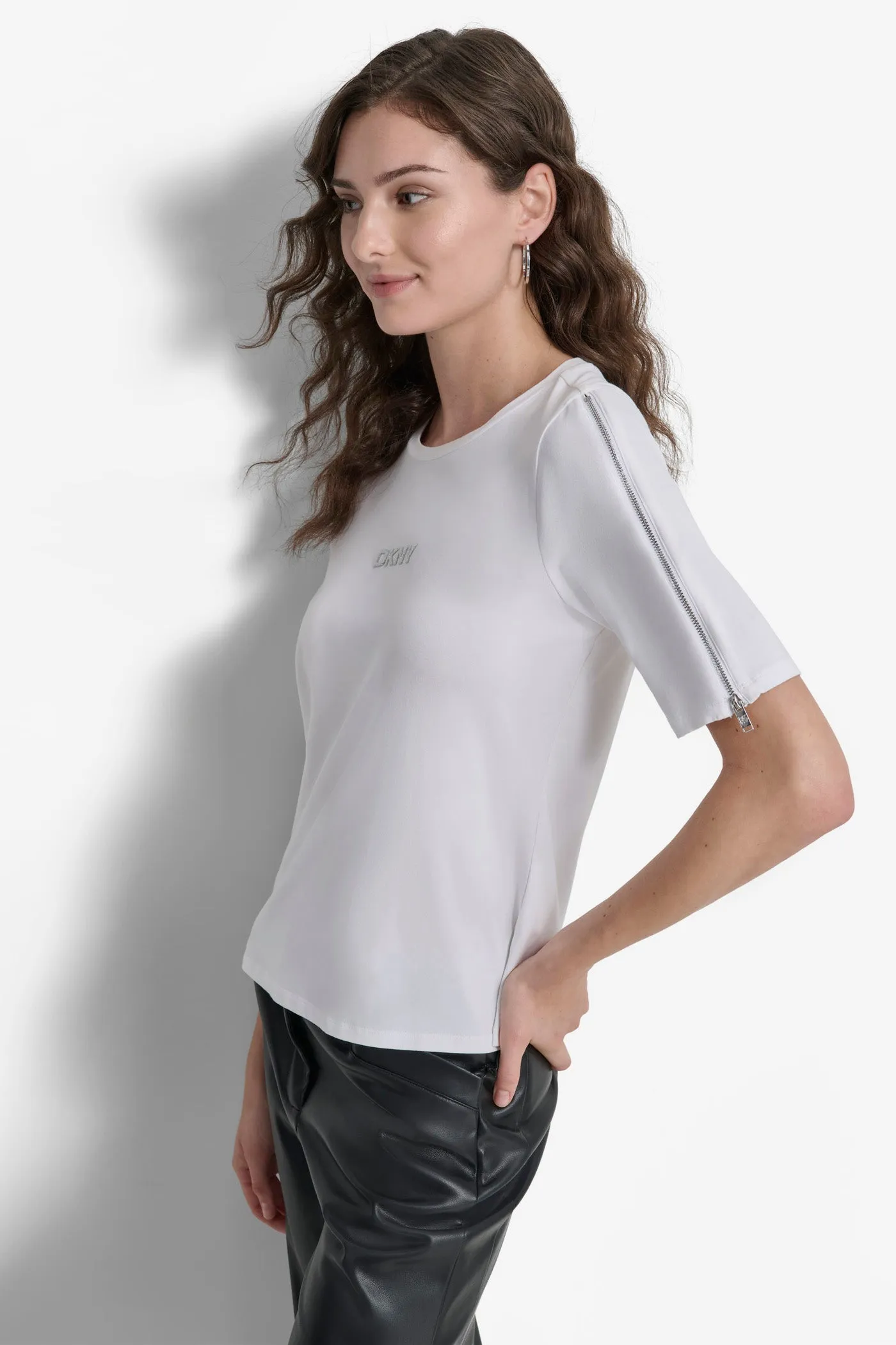 ZIPPER SLEEVE LOGO TEE sold by DKNY product image thumbnail 3