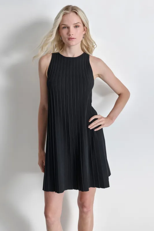RIBBED KNIT DRESS WITH PLEATING sold by DKNY