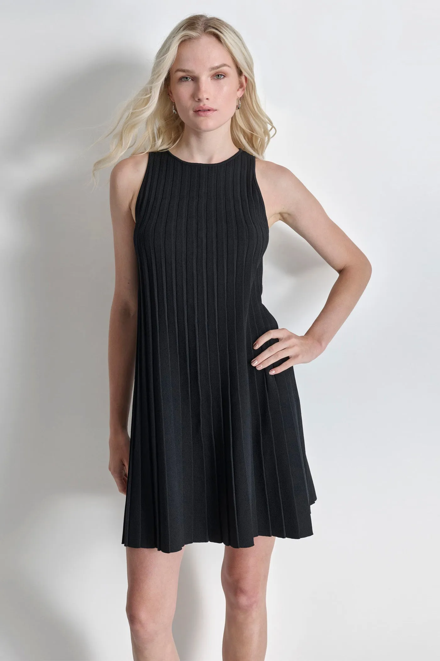 RIBBED KNIT DRESS WITH PLEATING sold by DKNY