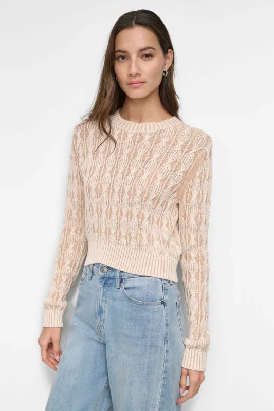 LONG SLEEVE CABLE CREW NECK TOP sold by DKNY