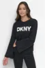 SCOOP NECK METALLIC LOGO SWEATER sold by DKNY