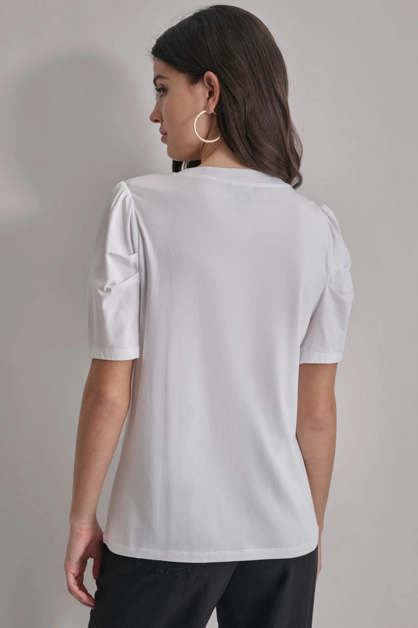 PUFF SLEEVE GOLD MARBLE LOGO TEE sold by DKNY product image thumbnail 2