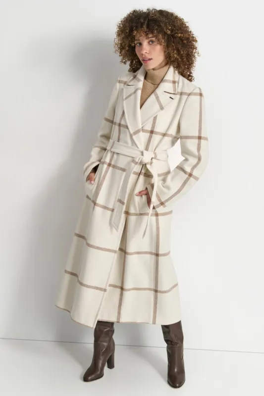 WOOL WRAP COAT sold by DKNY