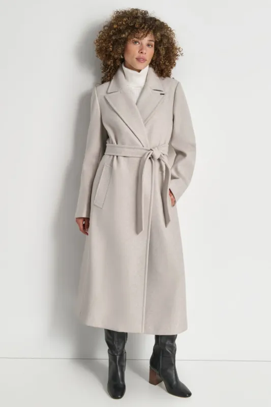 WOOL WRAP COAT sold by DKNY