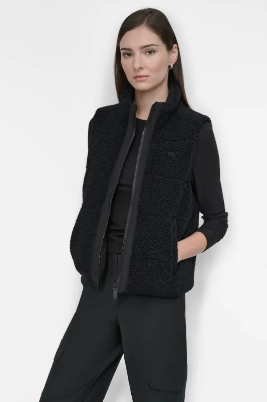 REVERSIBLE SHERPA VEST WITH POCKETS sold by DKNY