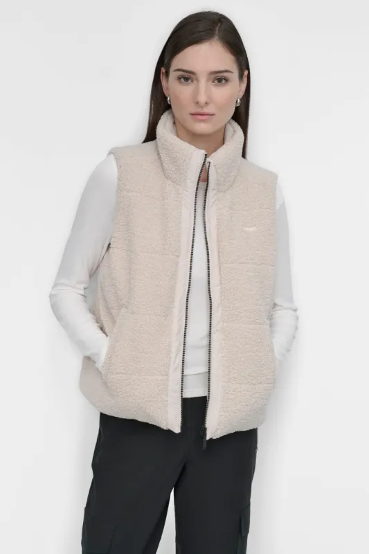 REVERSIBLE SHERPA VEST WITH POCKETS made by DKNY