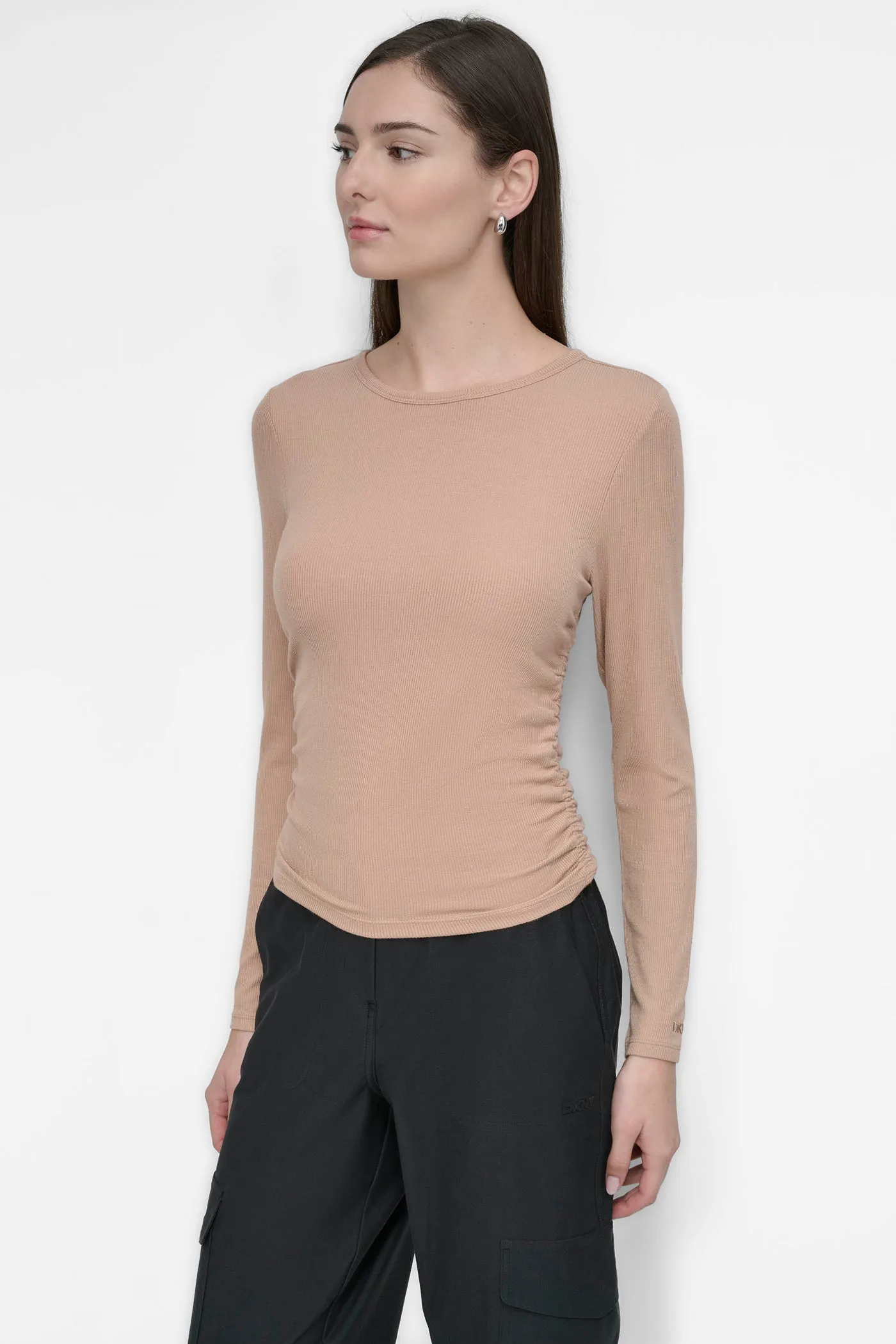 CREW NECK WITH SIDE RUCHING TOP sold by DKNY