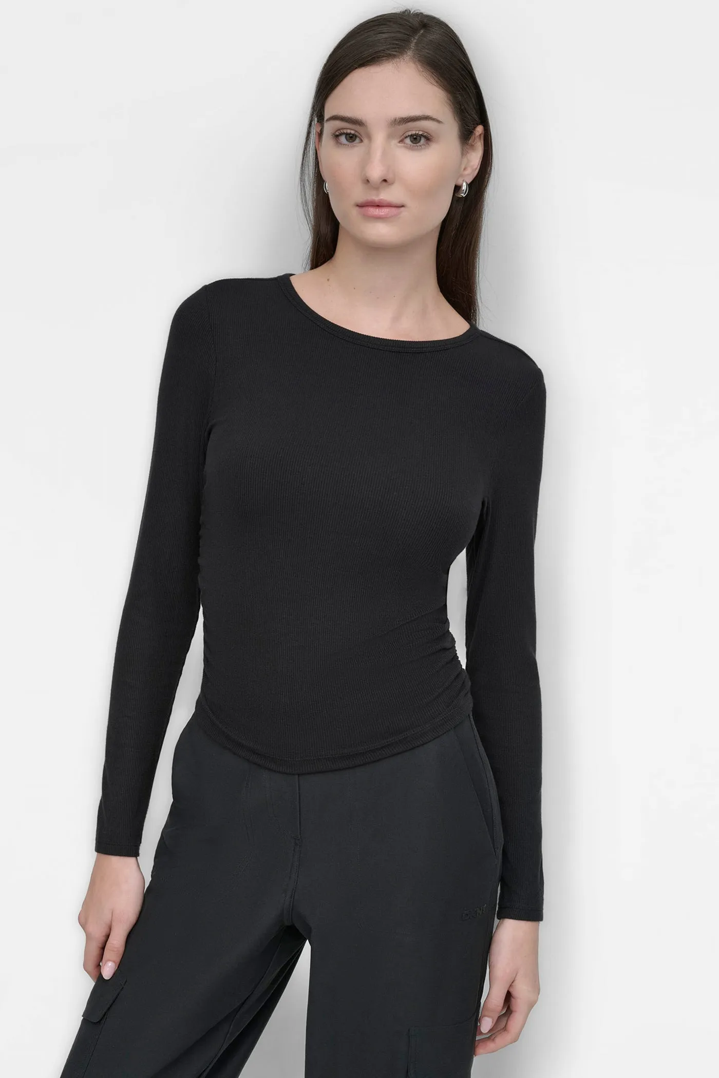 CREW NECK WITH SIDE RUCHING TOP sold by DKNY