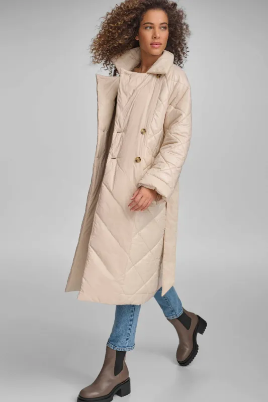 REVERSIBLE DIAMOND QUILTED TRENCH sold by DKNY