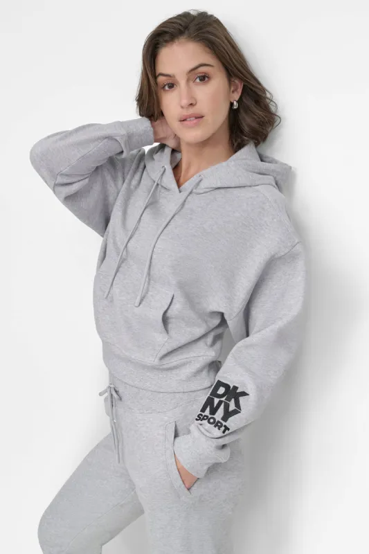 STACKED EMBROIDERED LOGO HOODIE sold by DKNY