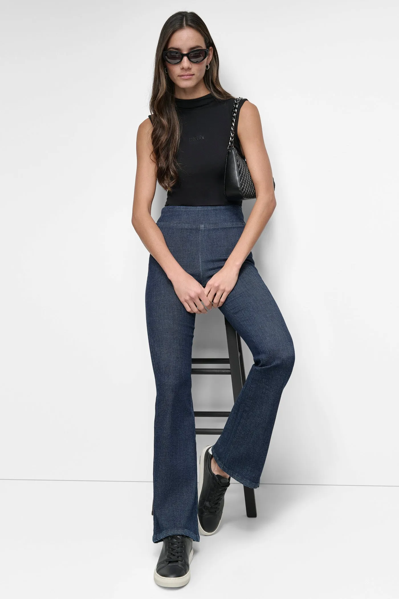 HIGH RISE PULL ON FLARE PANT sold by DKNY product image thumbnail 4