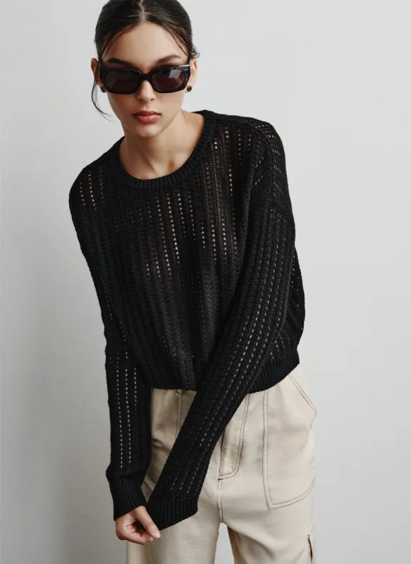 OPEN STITCH CREW NECK SWEATER sold by DKNY