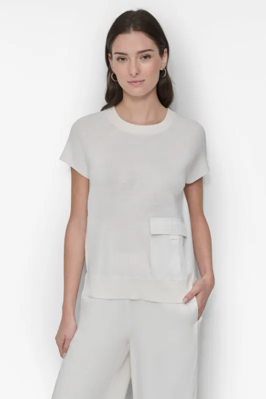 SWEATER TOP WITH SATIN POCKET sold by DKNY