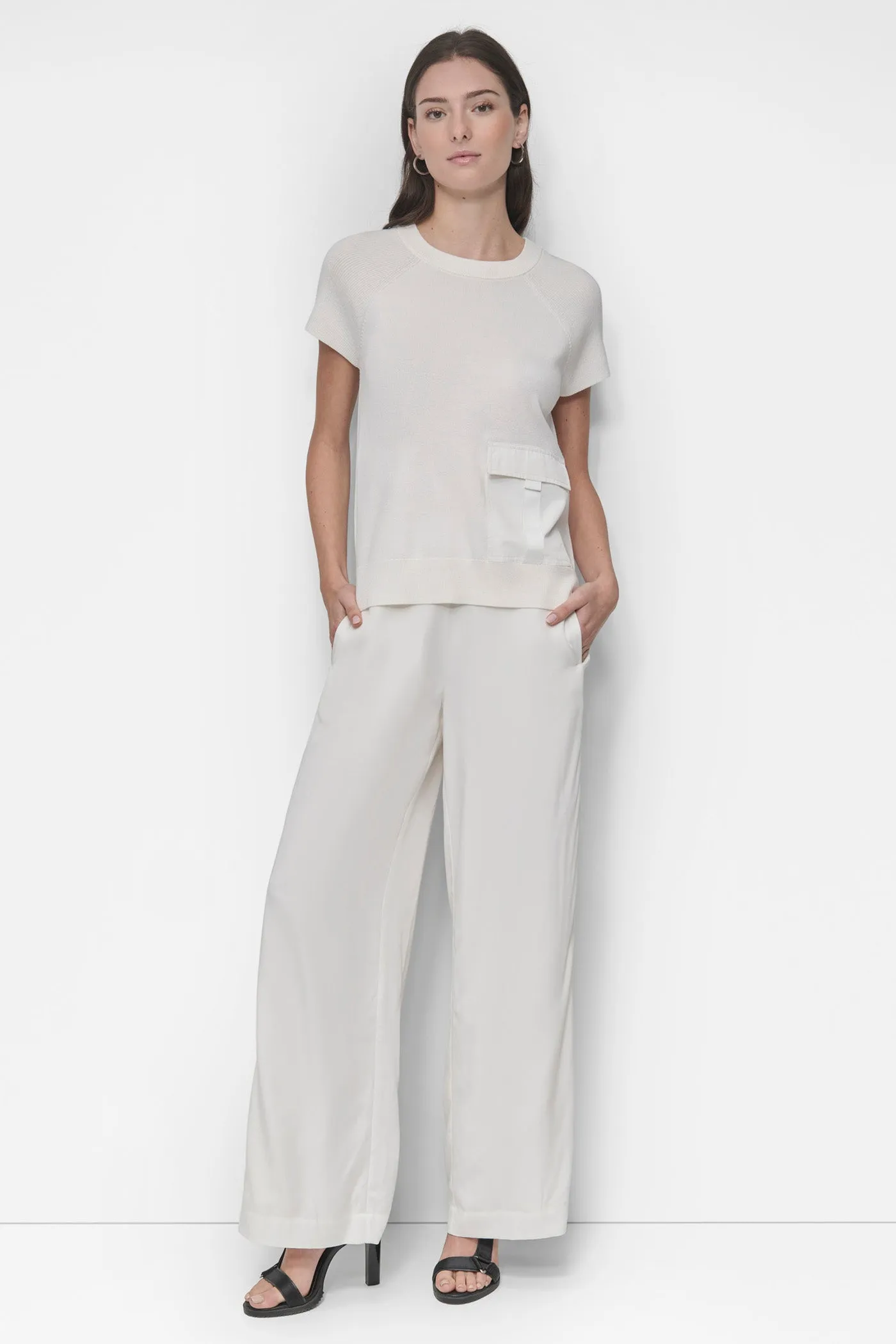 SWEATER TOP WITH SATIN POCKET sold by DKNY product image thumbnail 3