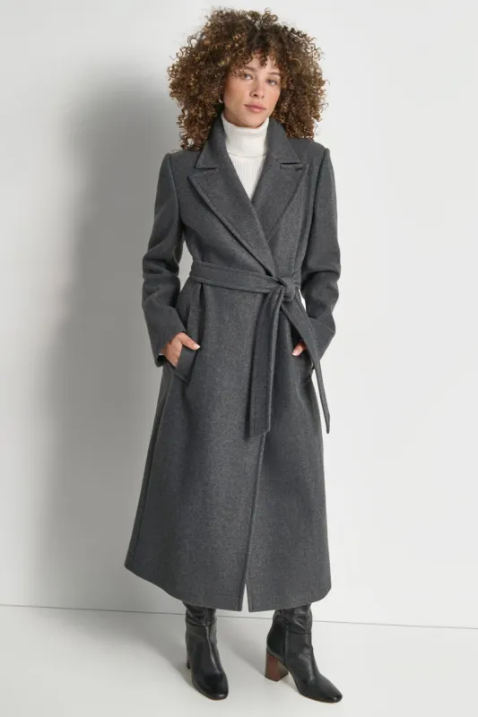 WOOL WRAP COAT sold by DKNY