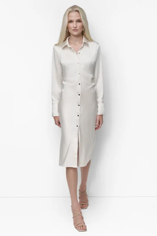 SATIN BUTTON DOWN DRESS sold by DKNY