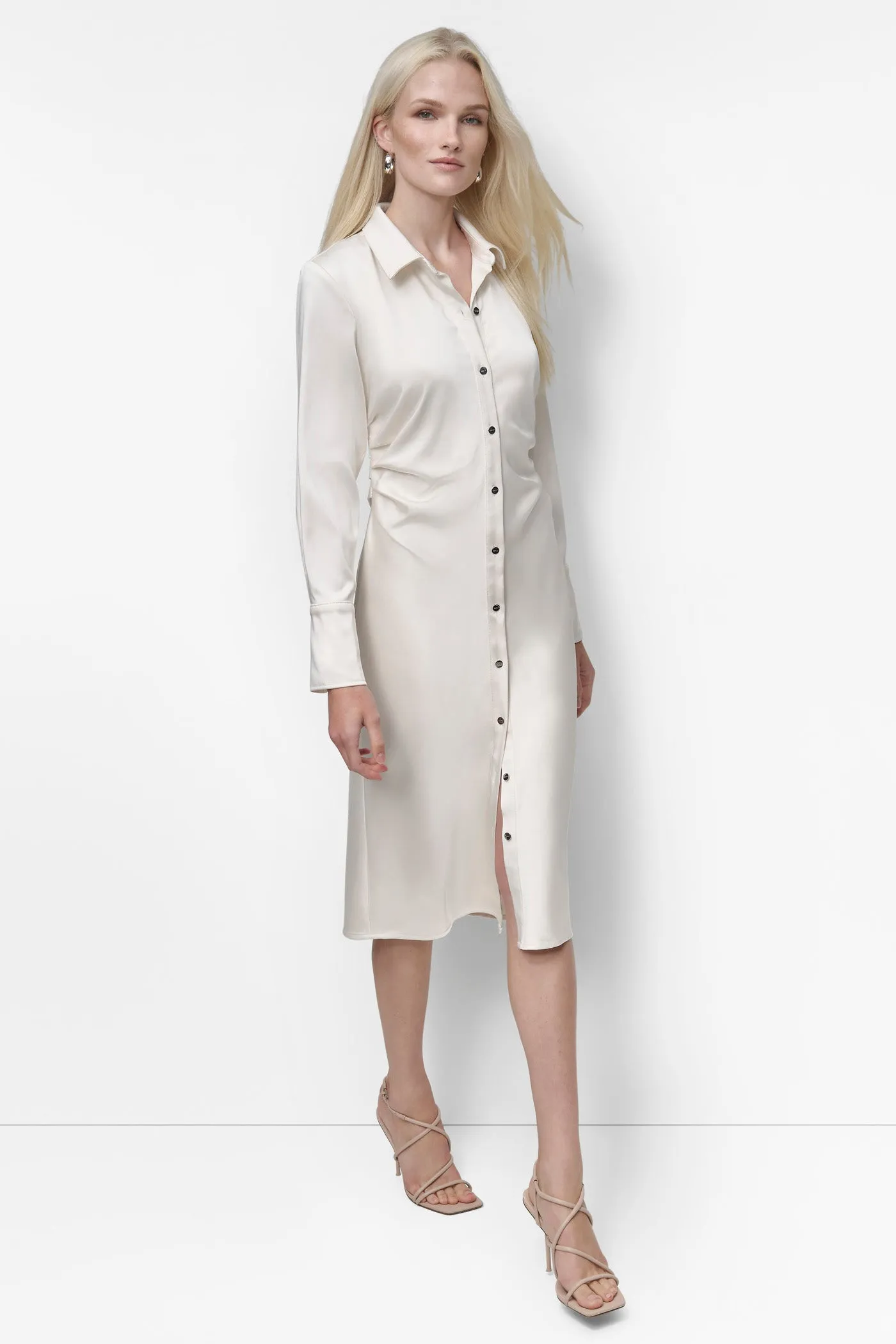 SATIN BUTTON DOWN DRESS sold by DKNY product image thumbnail 4