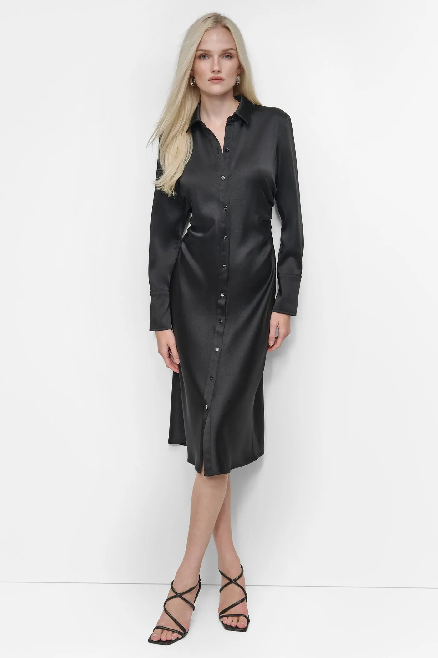 SATIN BUTTON DOWN DRESS sold by DKNY product image thumbnail 3