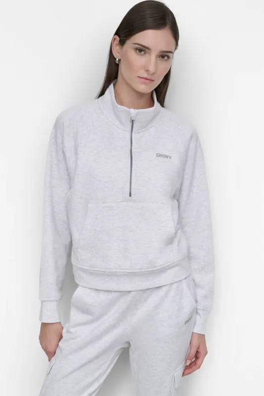 LOGO-EMBELLISHED HALF-ZIP SWEATSHIRT sold by DKNY