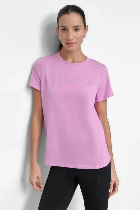 RHINESTONE STRIPE LOGO CREW NECK TEE sold by DKNY