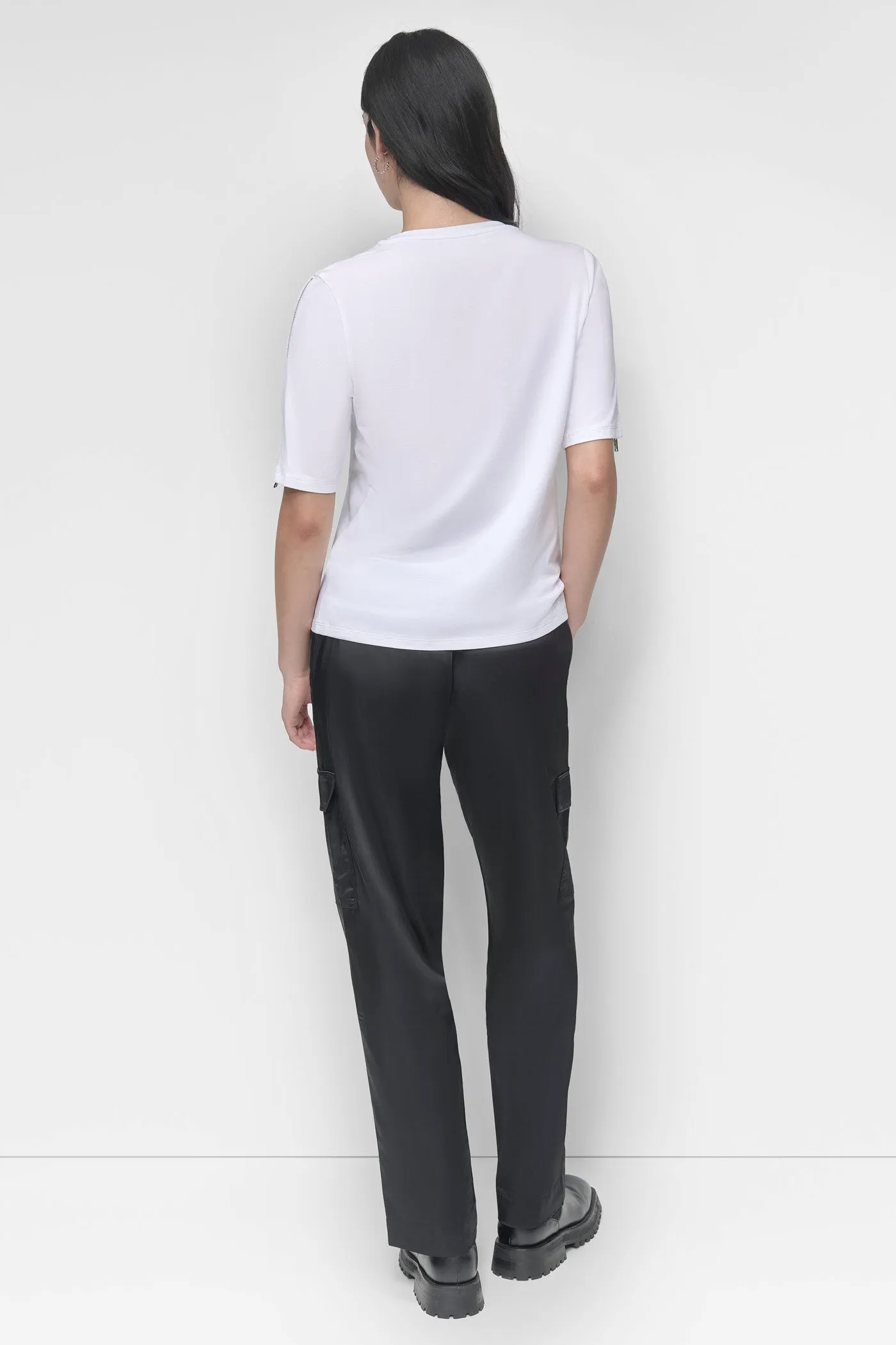 ZIP SLEEVE CRYSTAL TEE sold by DKNY product image thumbnail 4