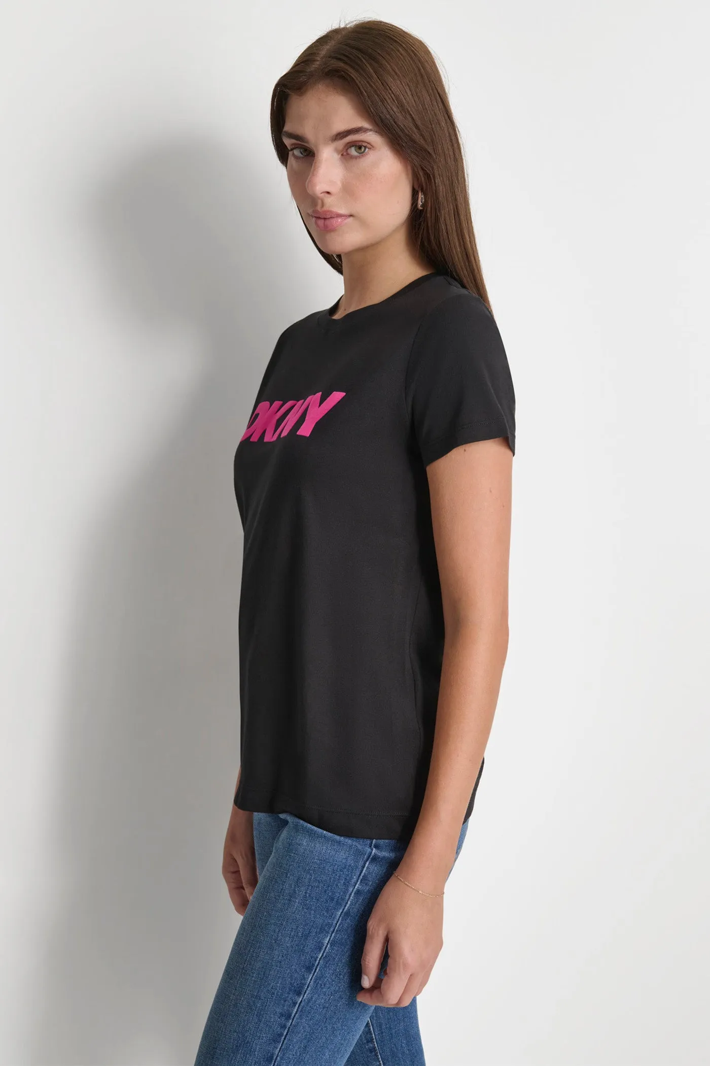 FLOCKED LOGO CREW NECK TEE sold by DKNY product image thumbnail 3