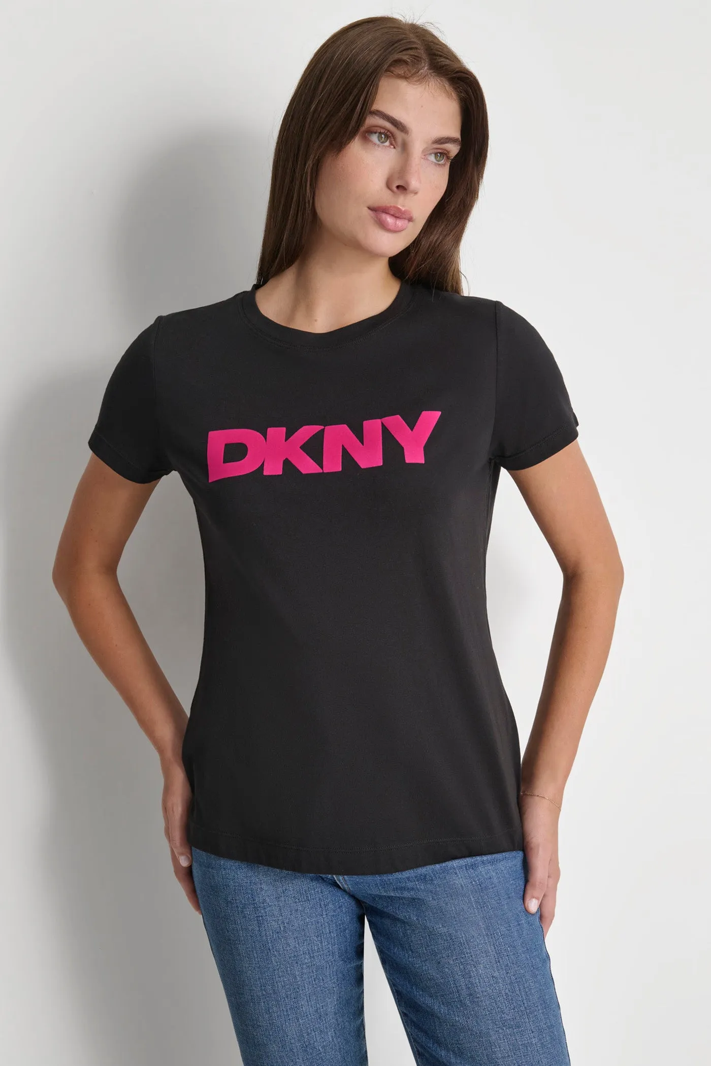 FLOCKED LOGO CREW NECK TEE sold by DKNY