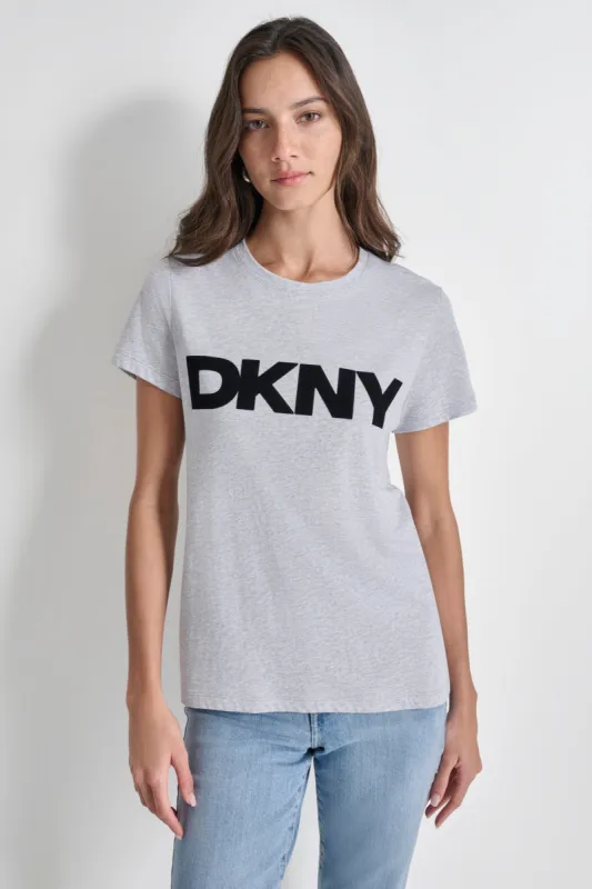 FLOCKED LOGO CREW NECK TEE sold by DKNY