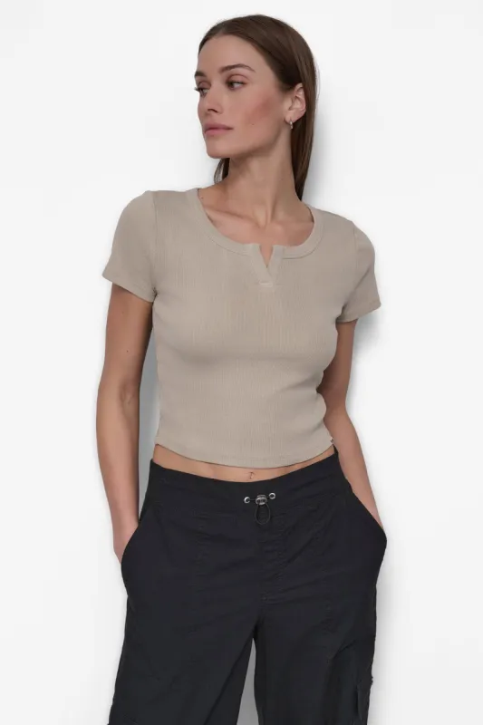 RIBBED NOTCH NECK CROPPED TEE sold by DKNY
