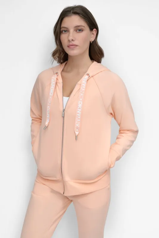 TWO TONE LOGO DRAWCORD ZIP HOODIE sold by DKNY