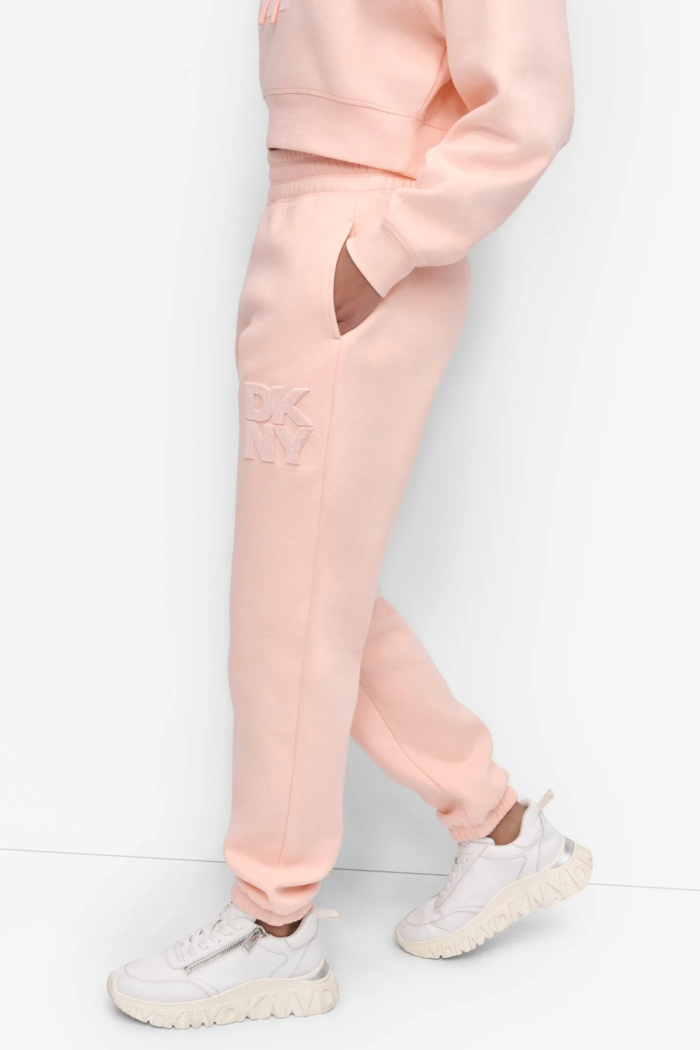 HIGH-RISE FLOCKED LOGO JOGGER sold by DKNY product image thumbnail 3