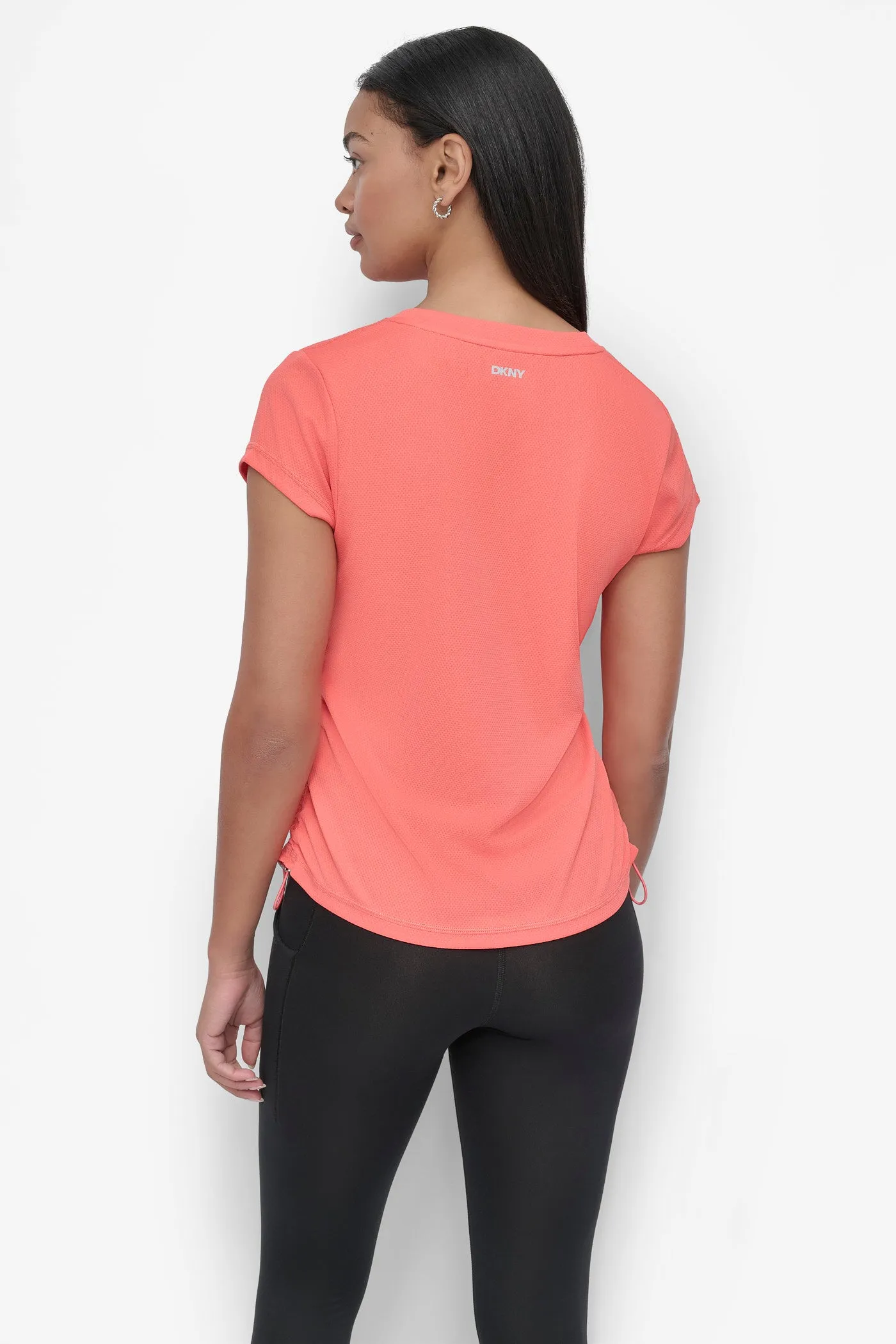 SHORT SLEEVE TECH TEE WITH RUCHED SIDE SEAMS sold by DKNY product image thumbnail 2