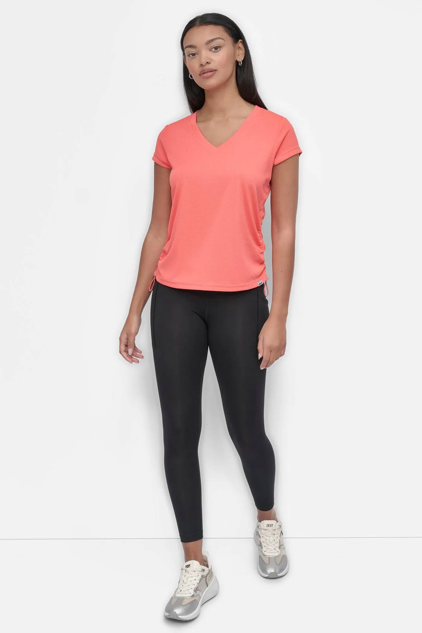 SHORT SLEEVE TECH TEE WITH RUCHED SIDE SEAMS sold by DKNY product image thumbnail 5