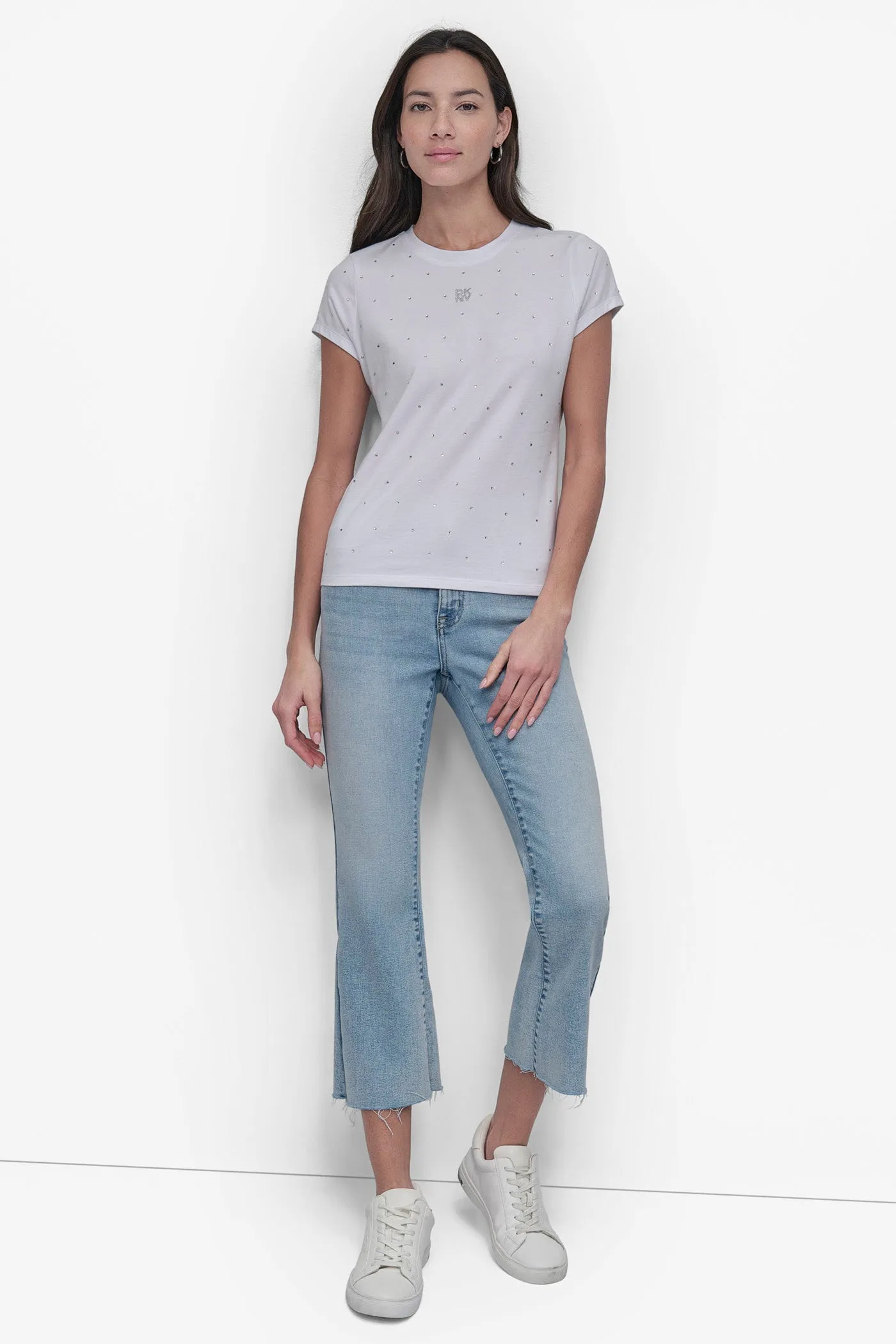 CRYSTAL EMBELLISHED LOGO TEE sold by DKNY product image thumbnail 5