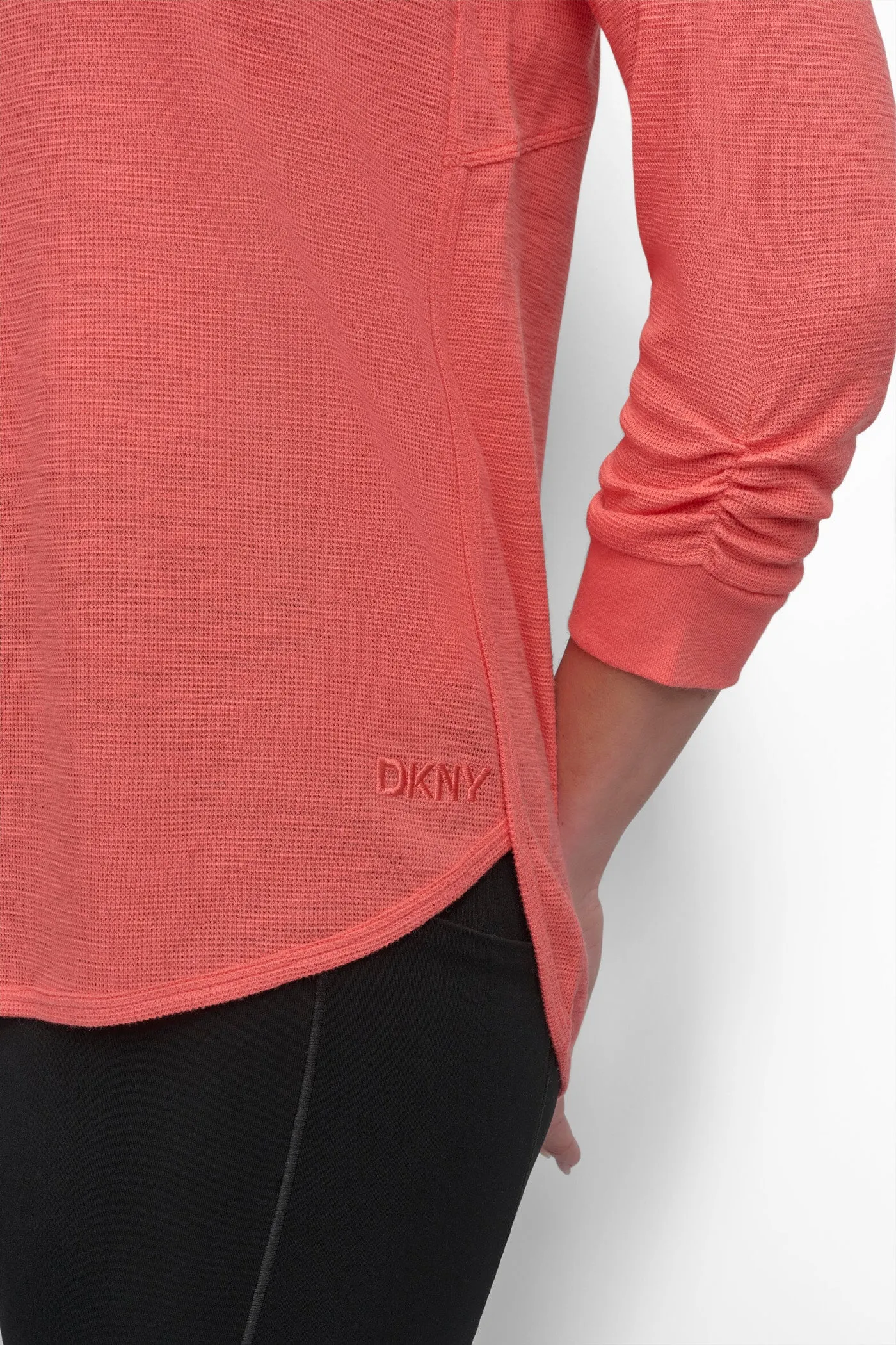 MINI SLUB WAFFLE 3/4 SLEEVE TEE WITH V-INSET sold by DKNY product image thumbnail 5