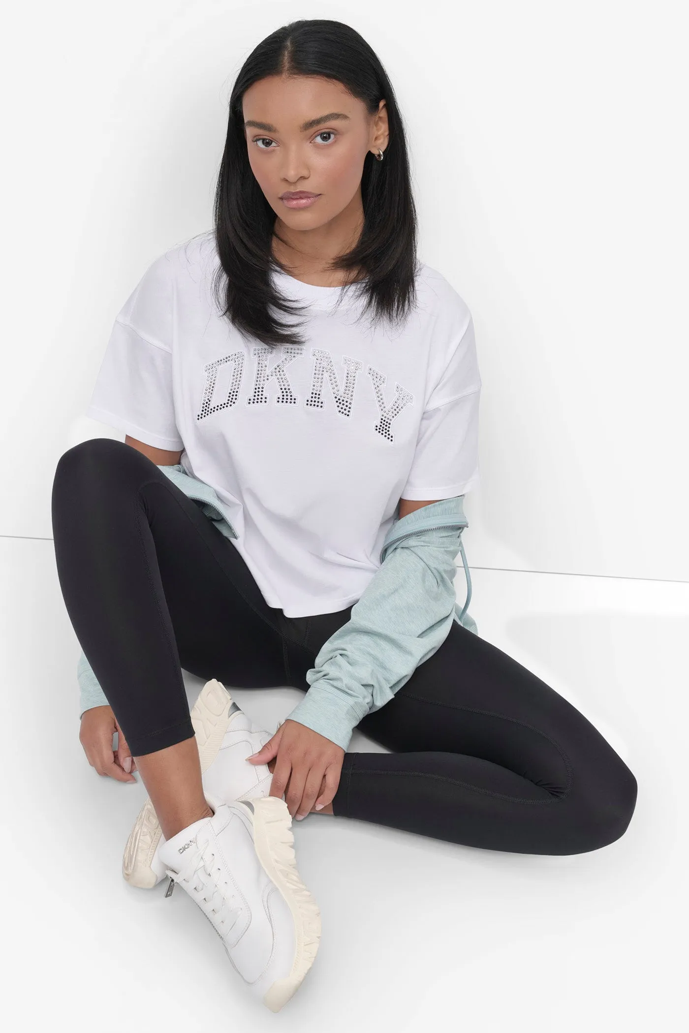 CROPPED OMBRÉ CRYSTAL LOGO TEE sold by DKNY product image thumbnail 5