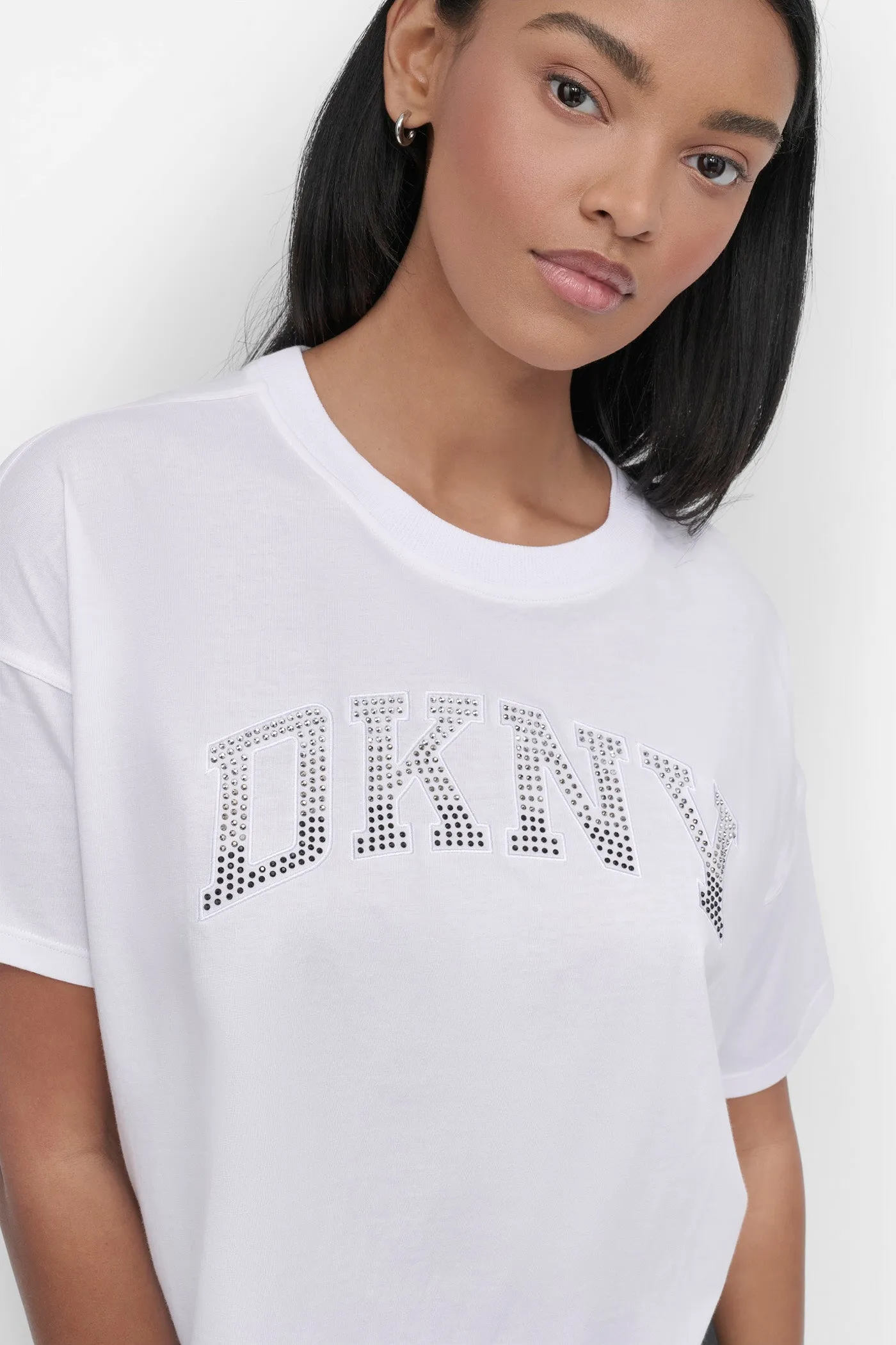 CROPPED OMBRÉ CRYSTAL LOGO TEE sold by DKNY product image thumbnail 4