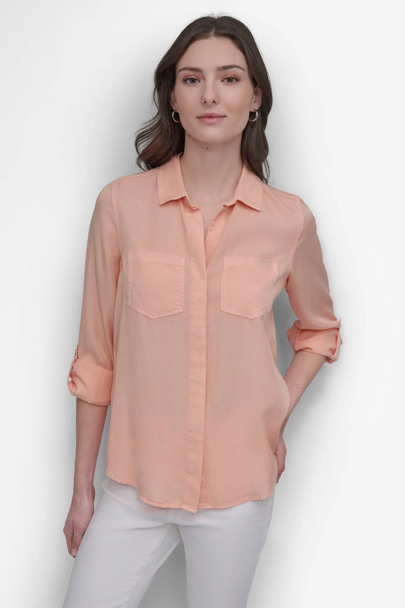 SPLIT BACK BUTTON FRONT SHIRT sold by DKNY
