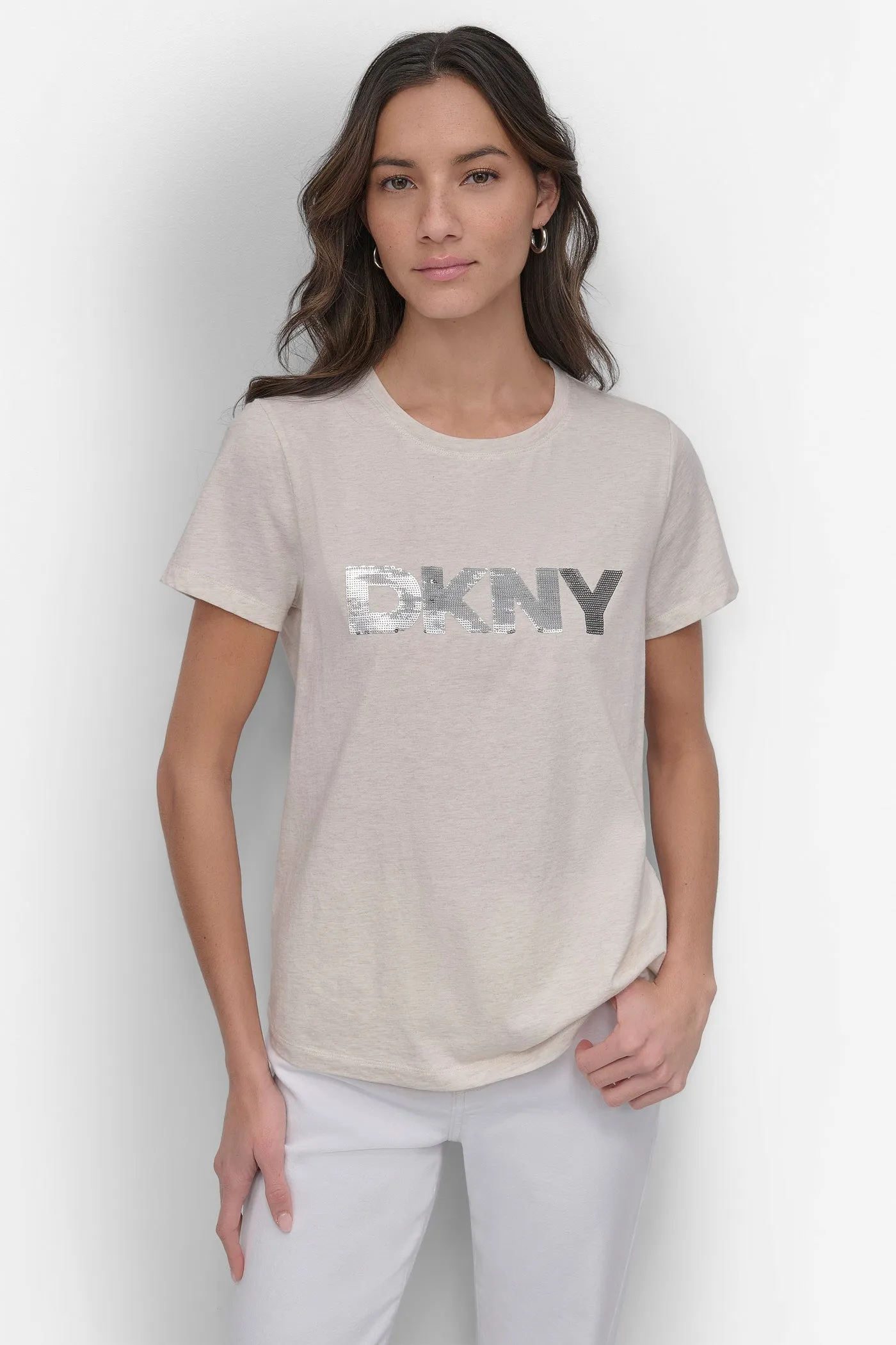 SEQUIN LOGO CREW NECK TEE sold by DKNY