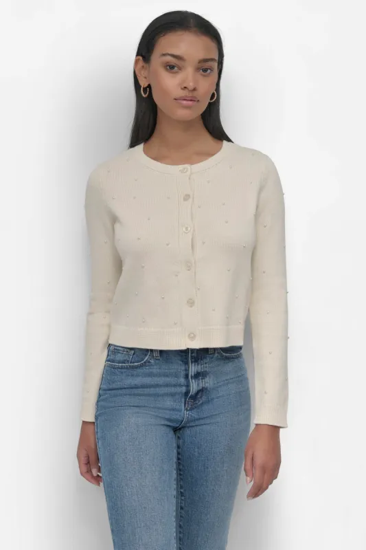 LONG SLEEVE CREW NECK CARDIGAN sold by DKNY