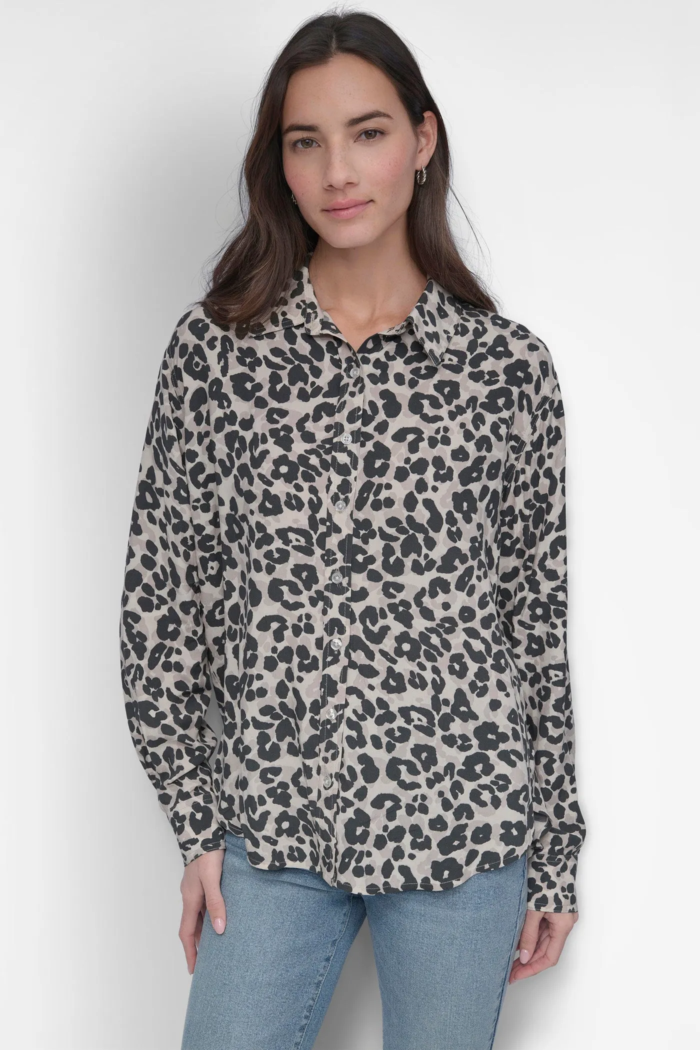 LONG SLEEVE BUTTON FRONT SHIRT sold by DKNY