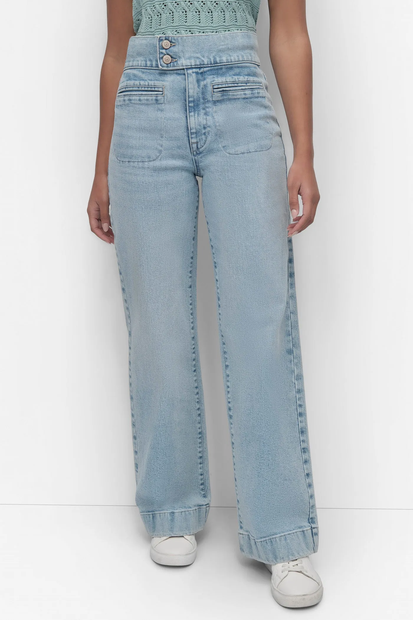 HIGH Rise Length DOUBLE BUTTON TAB WIDE LEG sold by DKNY