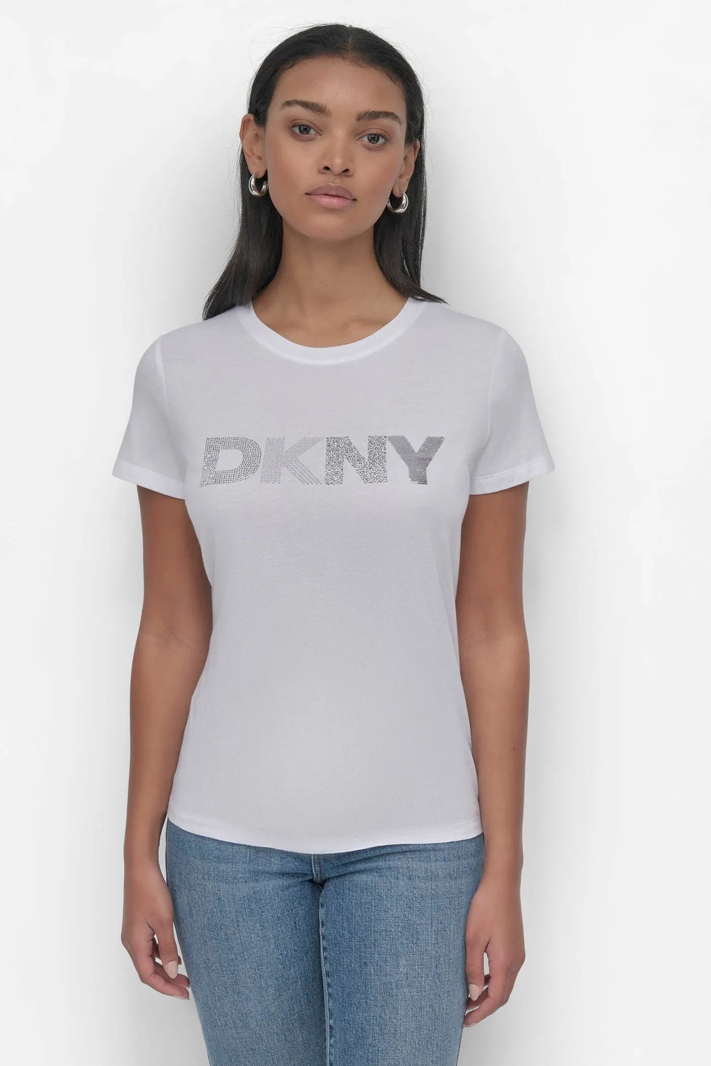 DKNY MIXED EMBELLISHMENTS LOGO TEE sold by DKNY