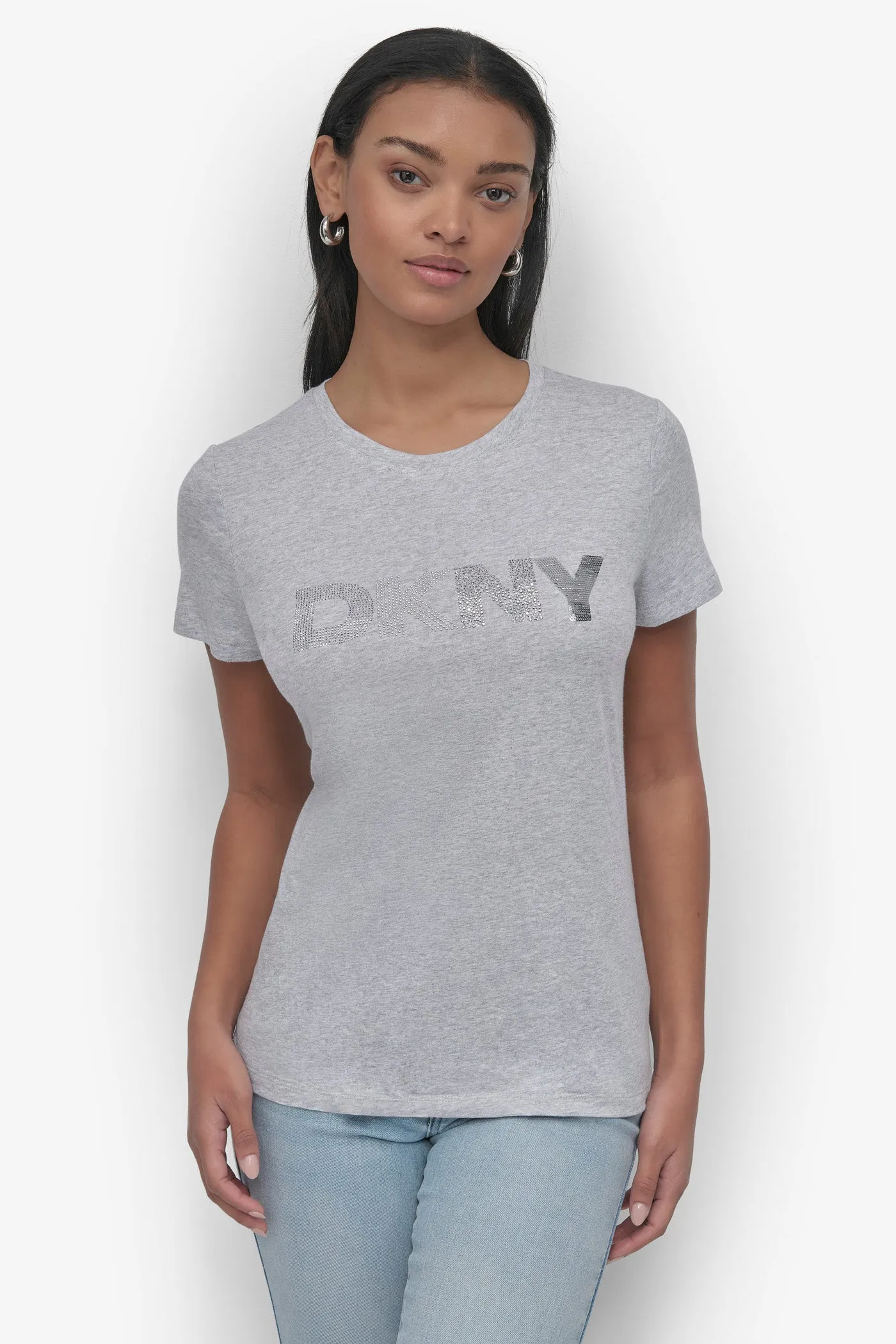 DKNY MIXED EMBELLISHMENTS LOGO DNA TEE sold by DKNY