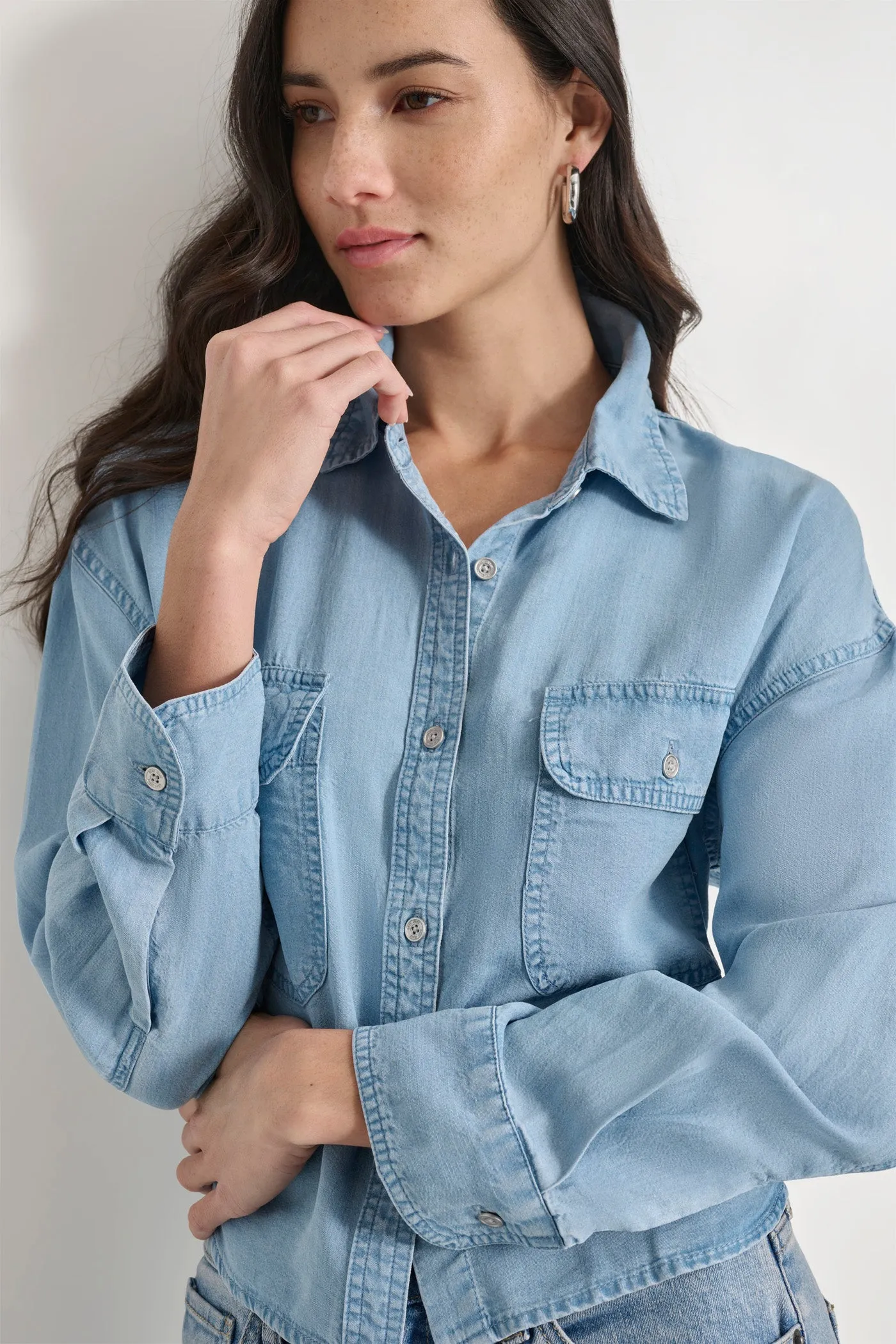 CROPPED BUTTON FRONT SHIRT sold by DKNY product image thumbnail 4