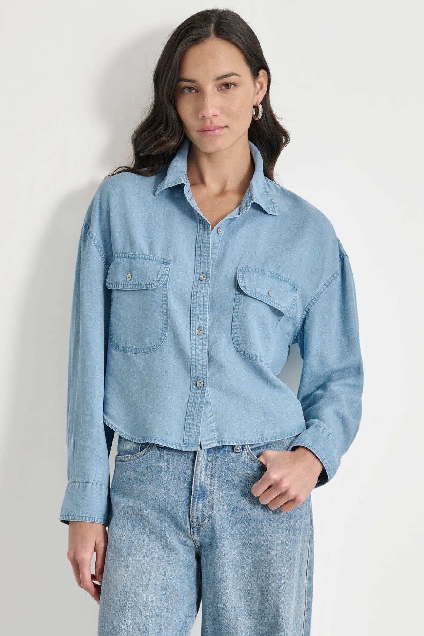 CROPPED BUTTON FRONT SHIRT sold by DKNY